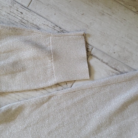 Banana Republic Factory Women's Medium 3/4 Sleeves Boxy Holiday Metallic Sweater - Picture 4 of 9